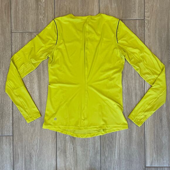 Lululemon Long Sleeve Athletic Shirt Yellow Black Stitching Size 4 Est Excellent - Picture 2 of 6
